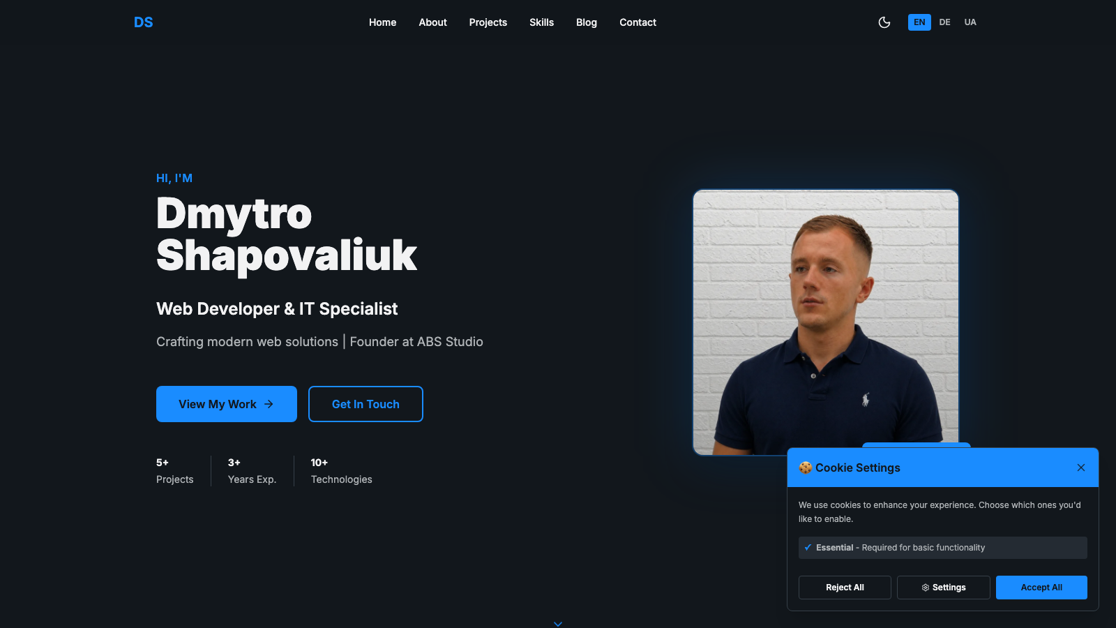 Dmytro Portfolio website preview
