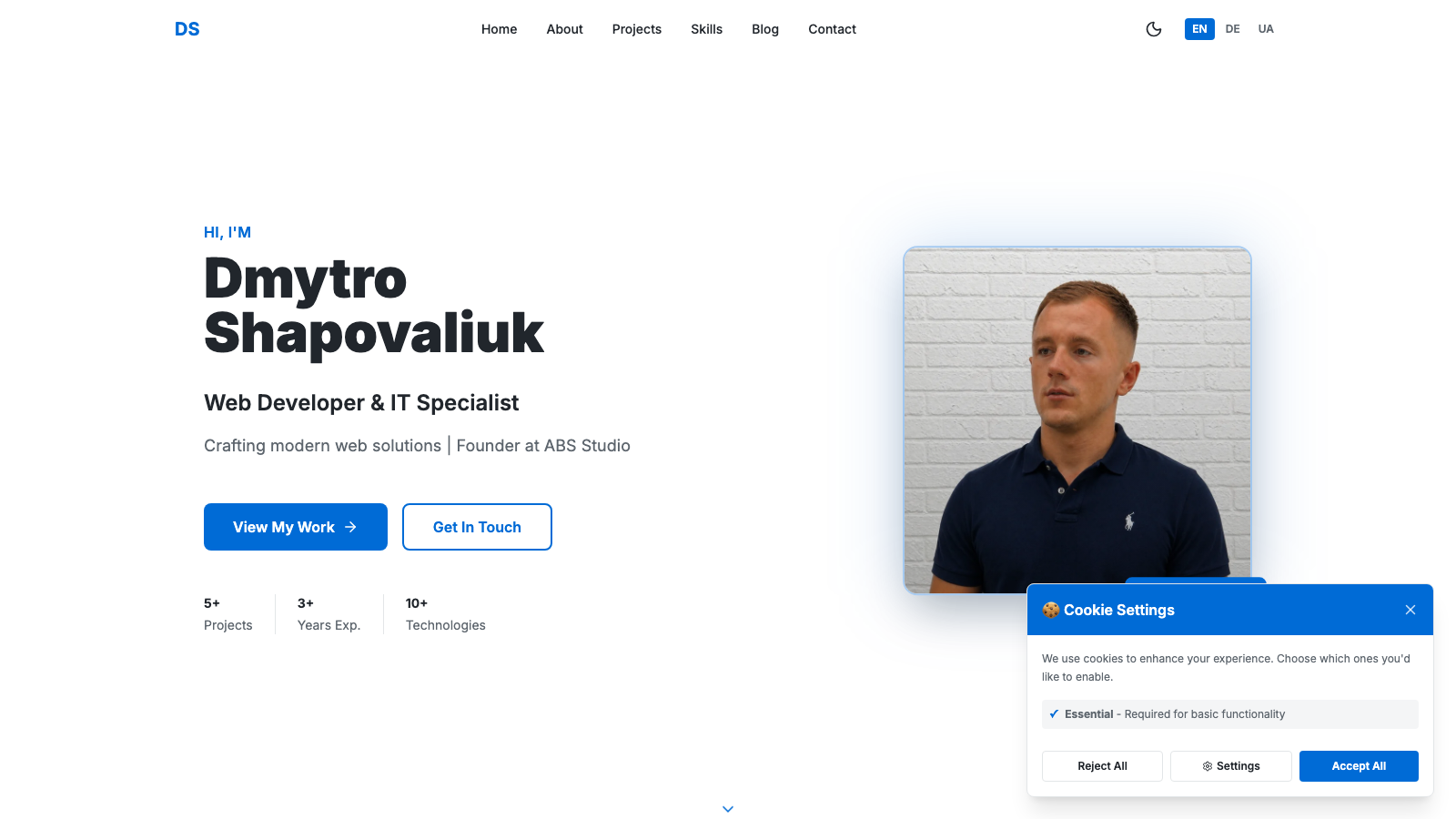 Dmytro Portfolio website preview